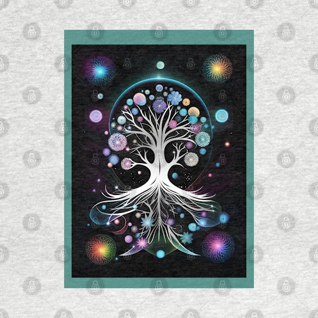 Tree of life neon colorful Nature,black background by Whisky1111